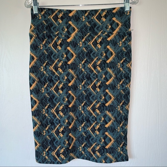 LULAROE Womens Yellow & Green Cassie Pencil Skirt Geometric Pattern - Size Small - Picture 3 of 9